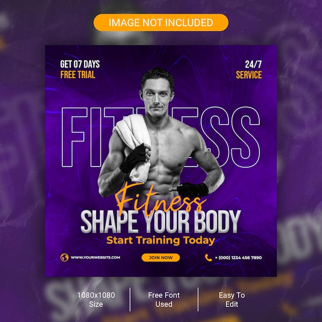 Fitness or gym promotional flyer and instagram social media post