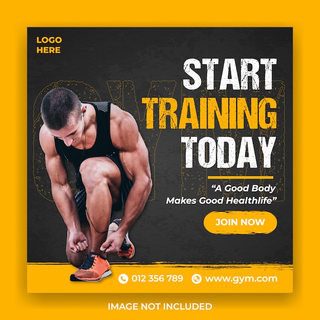 Fitness or gym social banner template