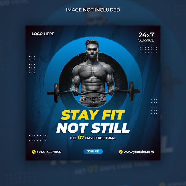 Fitness and gym social media instagram post and square flyer design