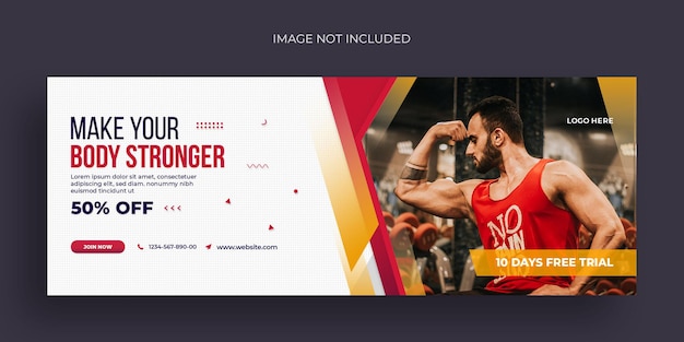 Fitness or gym social media web banner flyer and Facebook cover photo design template