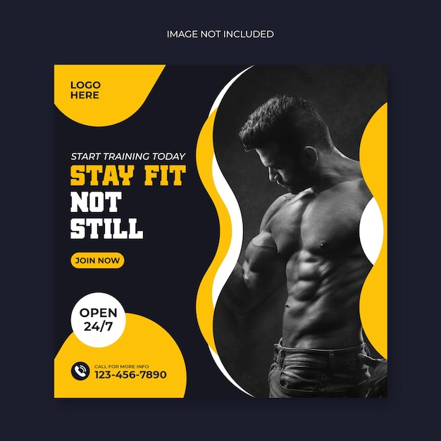 Fitness gym social media and web banner or instagram promotion post template