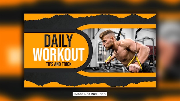 Fitness gym training creative Youtube thumbnail design and web banner Design