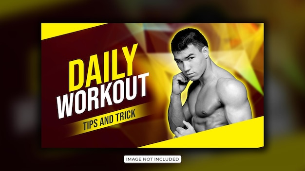 Fitness gym training creative Youtube thumbnail design and web banner Design