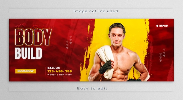 Fitness gym training facebook cover header web banner template design