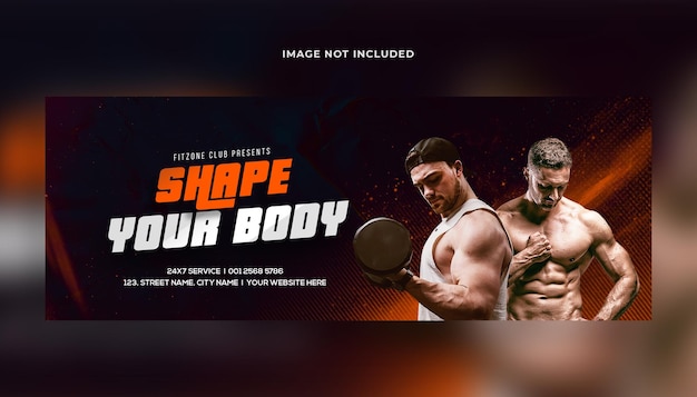 Fitness gym training facebook cover and web banner template premium psd Premium Psd