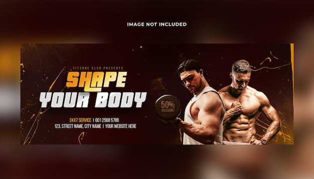 Fitness gym training facebook cover and web banner template premium psd Premium Psd