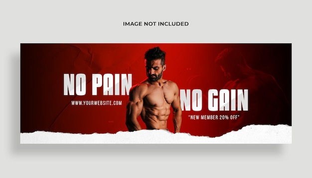 Fitness gym training facebook cover and web banner template Premium Psd