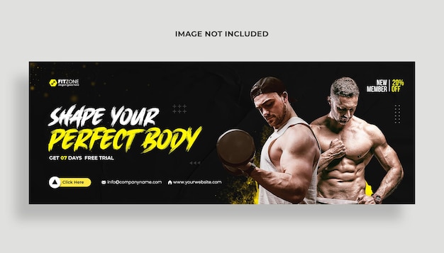 Fitness gym training facebook cover and web banner template Premium Psd