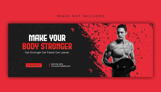 Fitness gym training facebook cover and web banner template