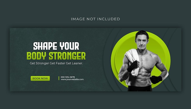 Fitness gym training facebook cover and web banner template