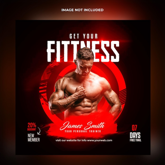 Fitness gym training instagram post and web banner premium psd template