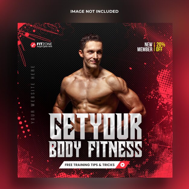 Fitness gym training Instagram post and web banner psd template