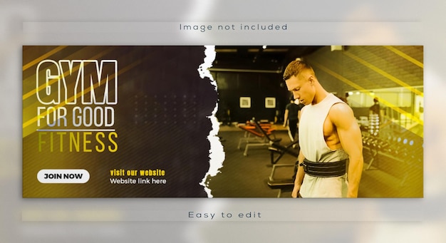 Fitness gym training Promotion web banner facebook cover post template design