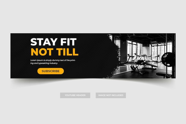 Fitness or gym Youtube header cover web banner and social media post template