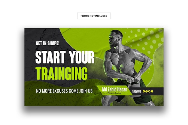 Fitness gym youtube thumbnail and web banner template