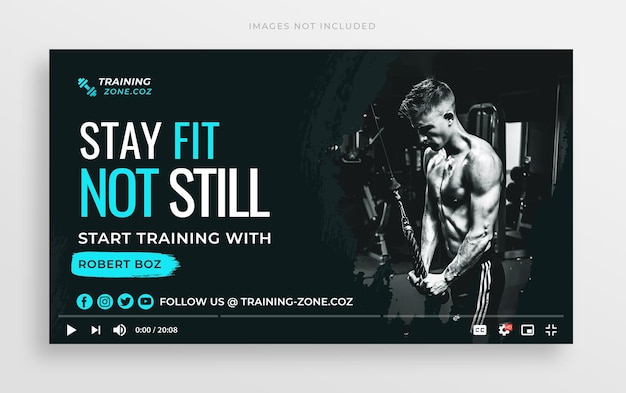 Fitness gym youtube thumbnail and web banner