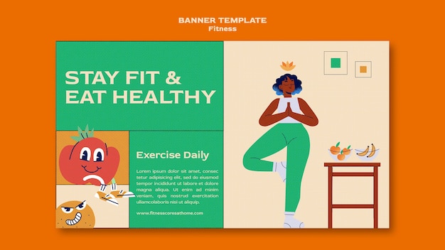 Fitness and health horizontal banner template