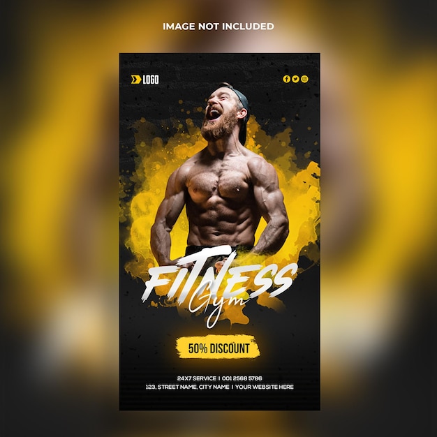 Fitness instagram gym social media post template  