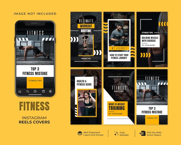 PSD fitness instagram reels cover template