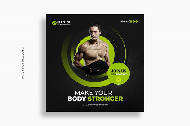 PSD fitness instagram social media post banner design premium psd template