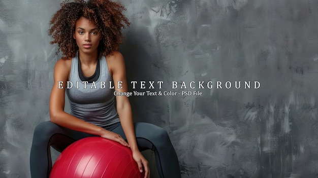 PSD fitness portrait of a woman with a red ball