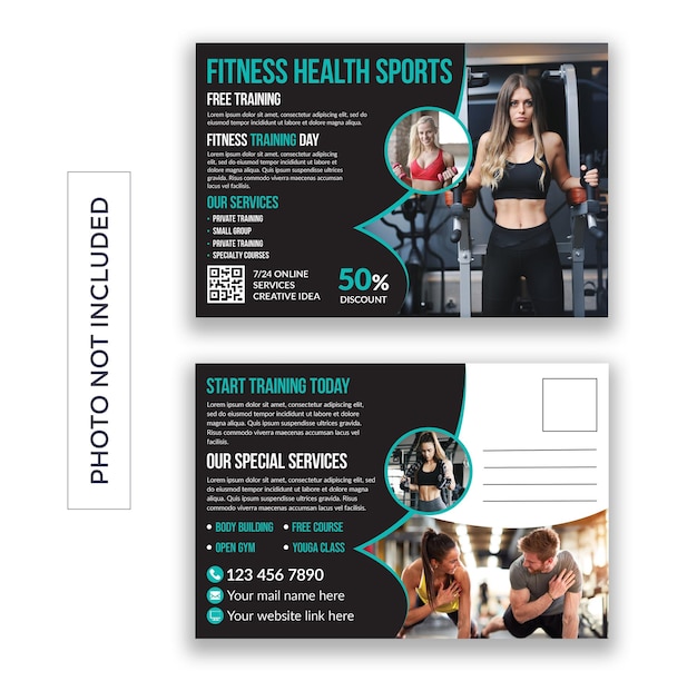 Fitness postcard design template