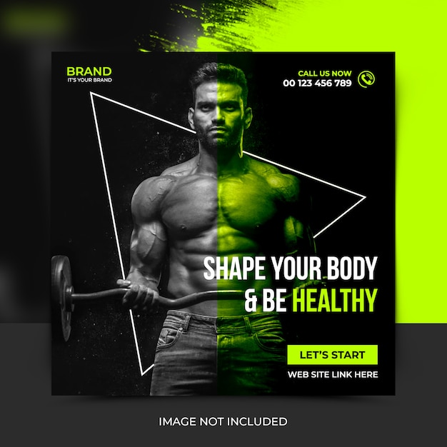 Fitness social media post template, banner post