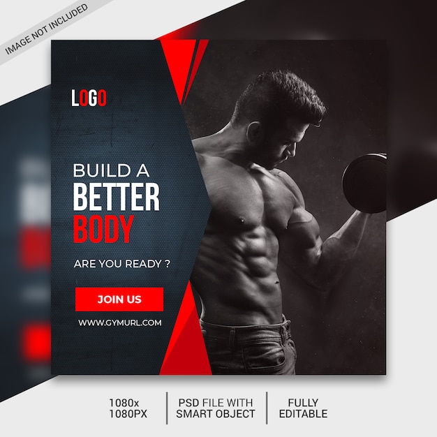 Fitness social media post template, Instagram post