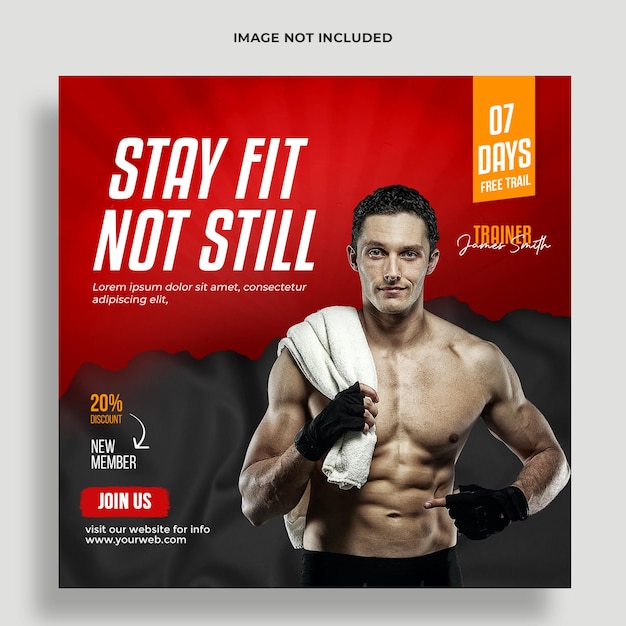 Fitness social media post template premium psd