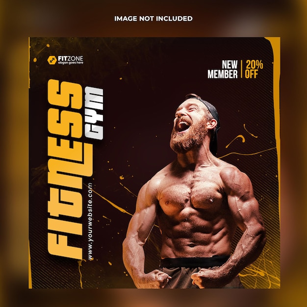 Fitness social media post template prmium psd