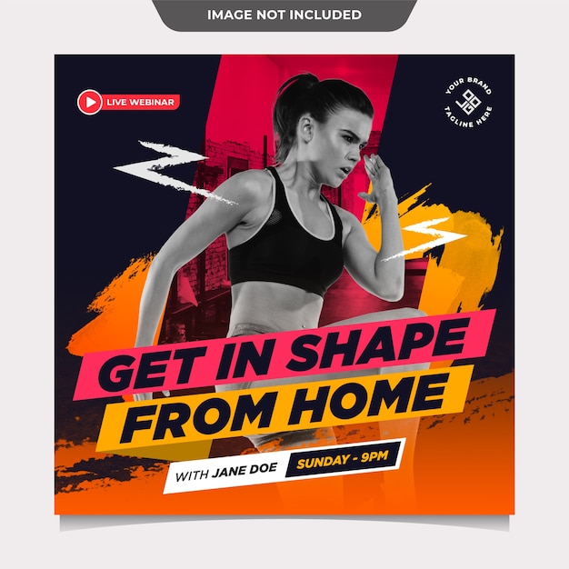 Fitness Sports From Home Social Media Template