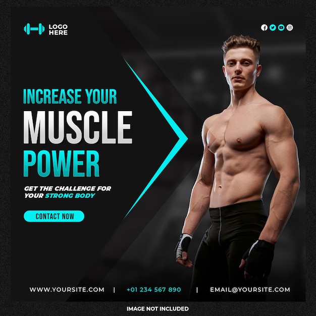 Fitness training and gym workout facebook social media template