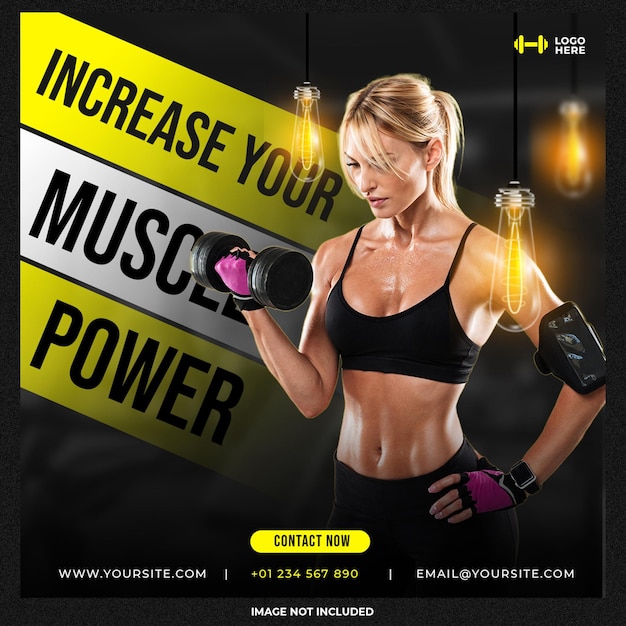 Fitness training and gym workout facebook social media template