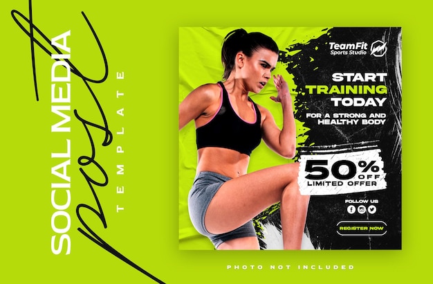 Fitness web banner or social media post design template