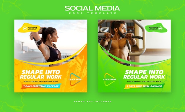 Fitness web banner or social media post template