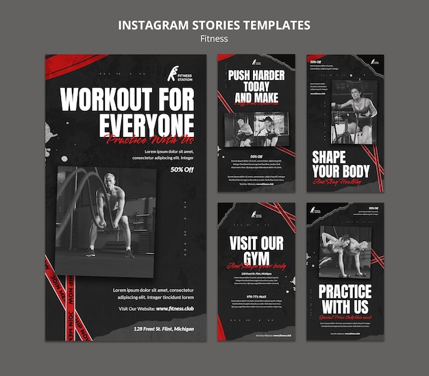 Fitness workout instagram stories template