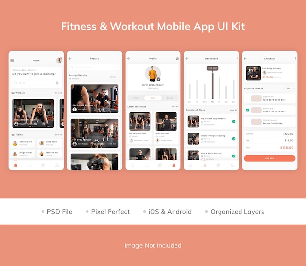 Fitness and Workout Mobile App UI Kit