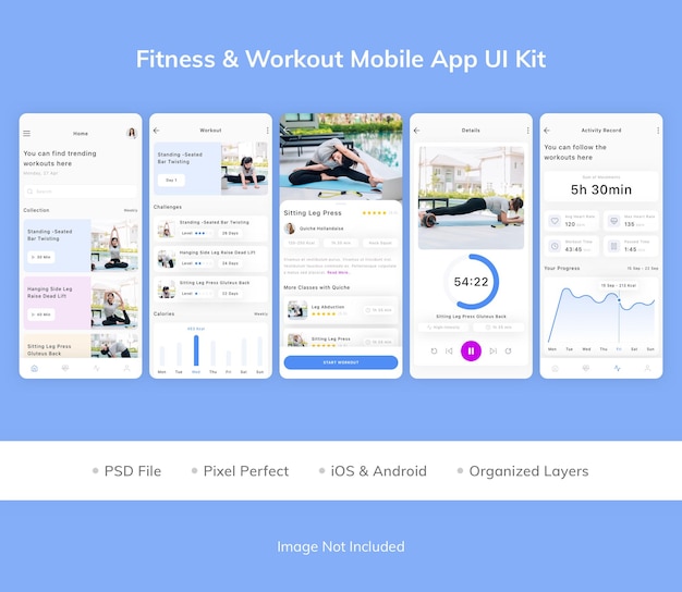 Fitness and Workout Mobile App UI Kit