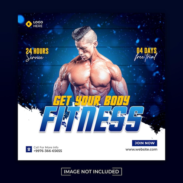 fitness and workout post template design for social media promotion