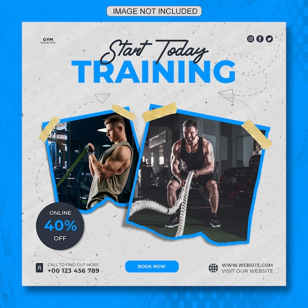 Fitness Workout Social Media Instagram Post Template