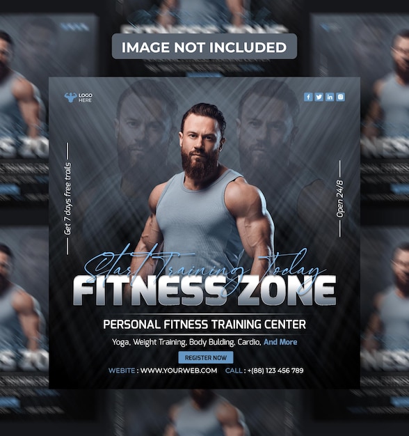 fitness and workout zone flyer Social media post template