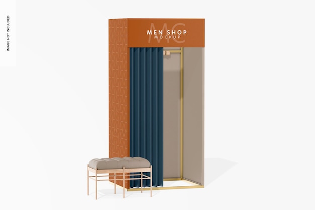 Fitting Room with Curtain Mockup Right View