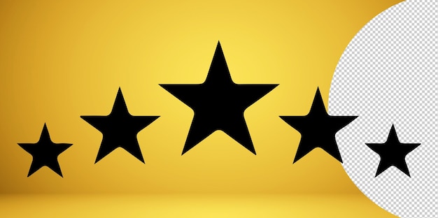 Five rating star vector illustration PNG on transparent background