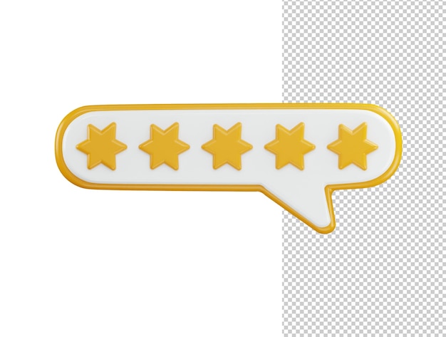 five star icon with speech bubble icon 3d rendering vector illustration