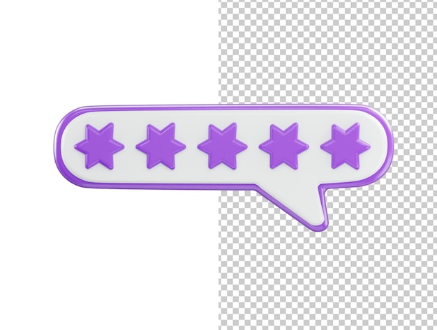 five star icon with speech bubble icon 3d rendering vector illustration