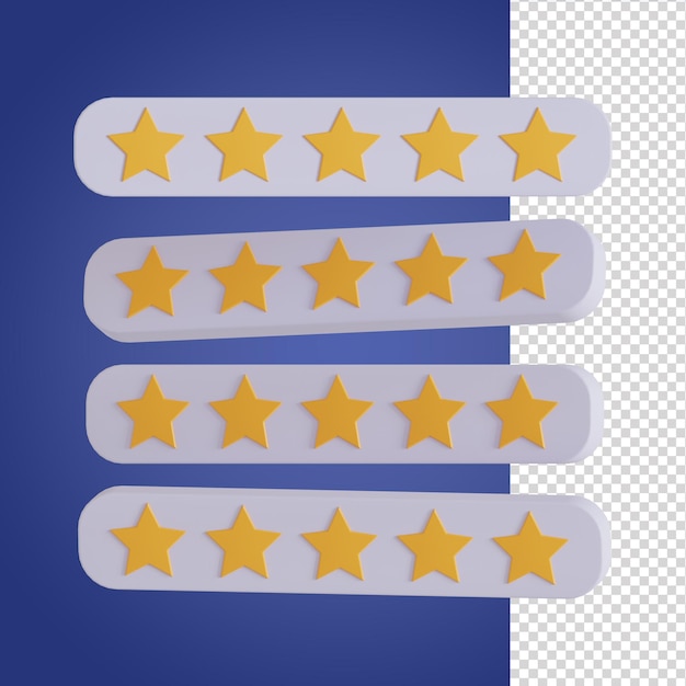 Five star rating 3d illustration