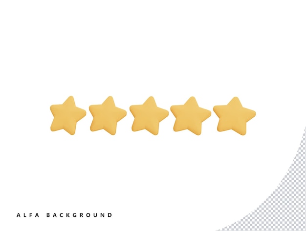 five star with 3d vector icon cartoon minimal style