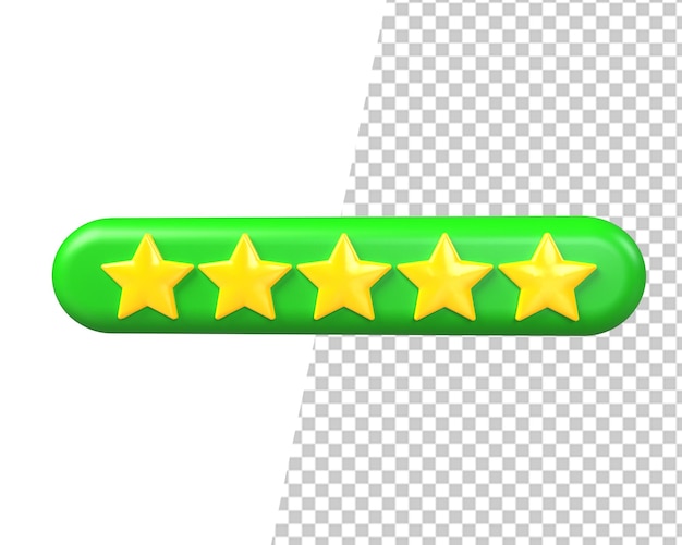 Five stars review rating 3d green icon