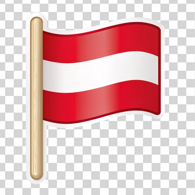 flag of austria on flagstaff cartoon sticker isolated on transparent background