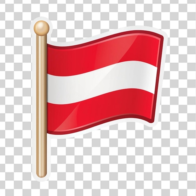 flag of austria on flagstaff cartoon sticker isolated on transparent background